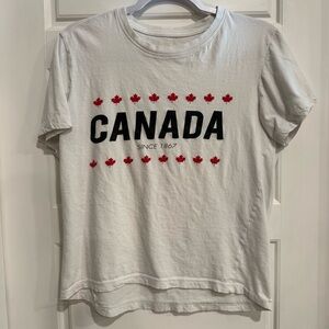 Canada Graphic T Shirt White Maple Leaf Since 1867 Cotton S